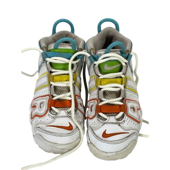Nike Air More Uptempo GS Sneakers White Multicolor Letters Youth Size 2Y - Picture 1 of 12